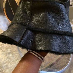 Black Shearling bucket hat really cute